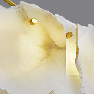 ZOWALA - Contemporary Alabaster Petal Round Brass Chandelier Image - 13