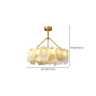 ZOWALA - Contemporary Alabaster Petal Round Brass Chandelier #size