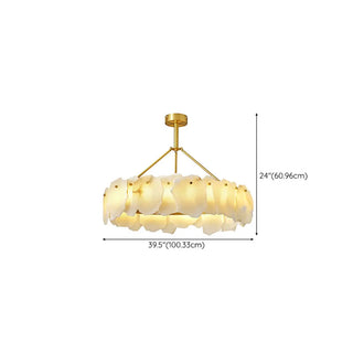ZOWALA - Contemporary Alabaster Petal Round Brass Chandelier Image - 16