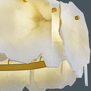 ZOWALA - Contemporary Alabaster Petal Round Brass Chandelier Image - 6
