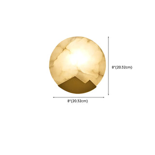 Contemporary Alabaster Circular Living Room Gold Wall Sconce #size