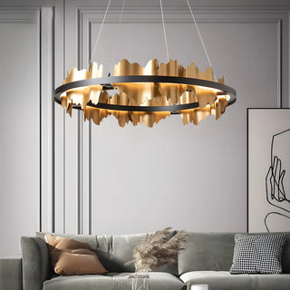 ZOWALA - Nordic Circular Acrylic Living Room Black Gold Chandelier Image - 1