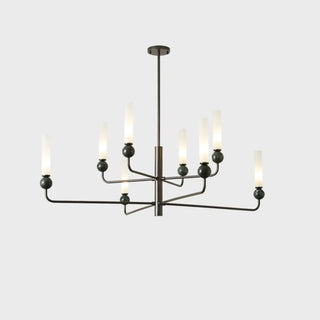 ZOWALA - Modern Adjustable Height Geometric Brass Acrylic Chandelier Image - 10