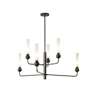 ZOWALA - Modern Adjustable Height Geometric Brass Acrylic Chandelier Image - 12