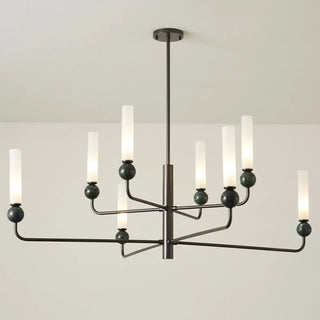 ZOWALA - Modern Adjustable Height Geometric Brass Acrylic Chandelier Image - 13