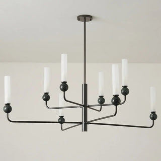 ZOWALA - Modern Adjustable Height Geometric Brass Acrylic Chandelier Image - 14