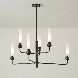 ZOWALA - Modern Adjustable Height Geometric Brass Acrylic Chandelier Image - 15