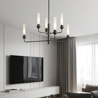 ZOWALA - Modern Adjustable Height Geometric Brass Acrylic Chandelier Image - 16
