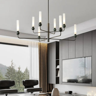 ZOWALA - Modern Adjustable Height Geometric Brass Acrylic Chandelier Image - 2