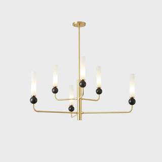 ZOWALA - Modern Adjustable Height Geometric Brass Acrylic Chandelier Image - 3