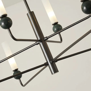ZOWALA - Modern Adjustable Height Geometric Brass Acrylic Chandelier Image - 7
