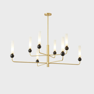 ZOWALA - Modern Adjustable Height Geometric Brass Acrylic Chandelier Image - 8
