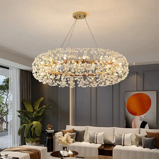 ZOWALA - Luxury Gold Double Tier Circle Clear Crystal Chandelier Image - 1