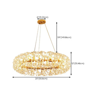 ZOWALA - Luxury Gold Double Tier Circle Clear Crystal Chandelier Image - 19