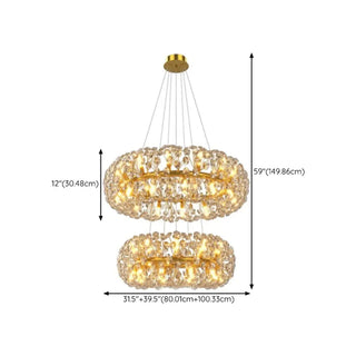 ZOWALA - Luxury Gold Double Tier Circle Clear Crystal Chandelier Image - 21