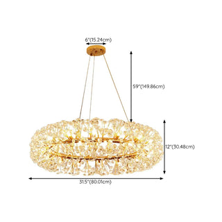 ZOWALA - Luxury Gold Double Tier Circle Clear Crystal Chandelier Image - 22