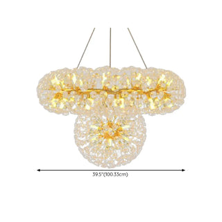 ZOWALA - Luxury Gold Double Tier Circle Clear Crystal Chandelier Image - 25