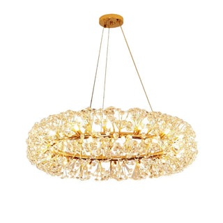 ZOWALA - Luxury Gold Double Tier Circle Clear Crystal Chandelier Image - 8