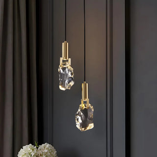 Contemporary Clear Crystal Stone Bedroom Pendant Light Zawala Image - 4