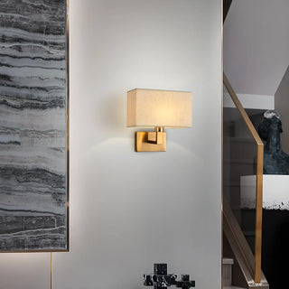 Contemporary Gold Rectangular Fabric Wall Sconce Zawala Image - 3