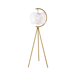 ZOWALA - Modern Feather Cylinder Gold Tripod Floor Lamp Image - 5