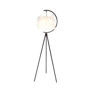 ZOWALA - Modern Feather Cylinder Gold Tripod Floor Lamp Image - 6