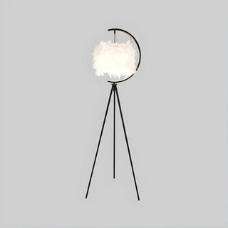 ZOWALA - Modern Feather Cylinder Gold Tripod Floor Lamp Image - 7
