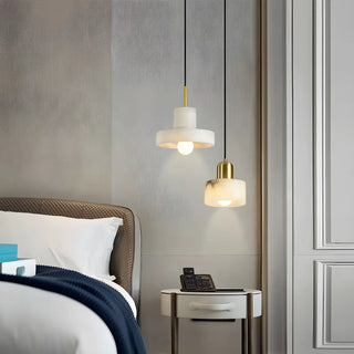 ZOWALA - Contemporary Alabaster Cylinder Bedroom Pendant Light Image - 1