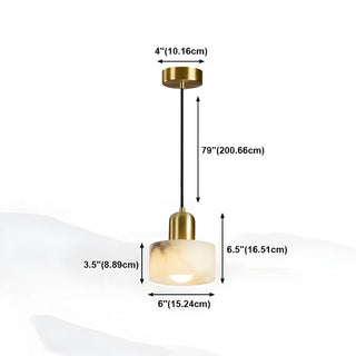 ZOWALA - Contemporary Alabaster Cylinder Bedroom Pendant Light #size