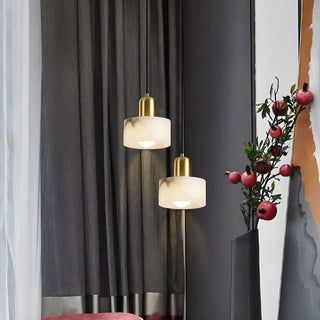 ZOWALA - Contemporary Alabaster Cylinder Bedroom Pendant Light Image - 3