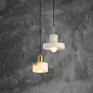 ZOWALA - Contemporary Alabaster Cylinder Bedroom Pendant Light Image - 4