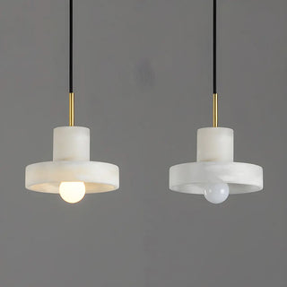 ZOWALA - Contemporary Alabaster Cylinder Bedroom Pendant Light Image - 5