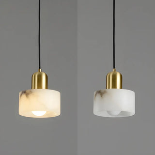 ZOWALA - Contemporary Alabaster Cylinder Bedroom Pendant Light Image - 6