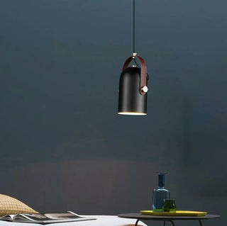 ZOWALA - Contemporary Leather Metal Cylinder Pendant Light Image - 10