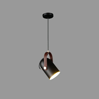 ZOWALA - Contemporary Leather Metal Cylinder Pendant Light Image - 5