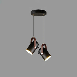 ZOWALA - Contemporary Leather Metal Cylinder Pendant Light Image - 6