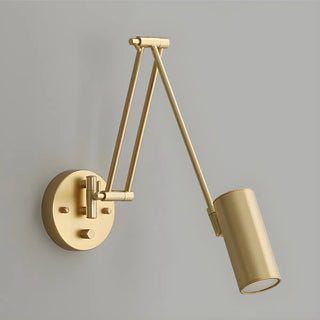 Contemporary Swing Arm Cone Bedroom Gold LED Wall Light Image - 11