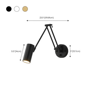 Contemporary Swing Arm Cone Bedroom Gold LED Wall Light #size