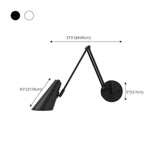 Contemporary Swing Arm Cone Bedroom Gold LED Wall Light Image - 15