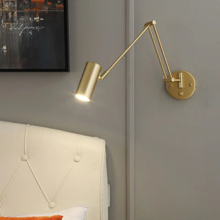 Contemporary Swing Arm Cone Bedroom Gold LED Wall Light Image - 2