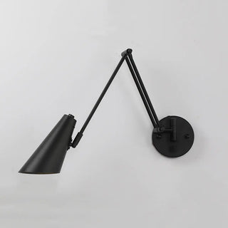 Contemporary Swing Arm Cone Bedroom Gold LED Wall Light Image - 6