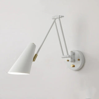 Contemporary Swing Arm Cone Bedroom Gold LED Wall Light Image - 8