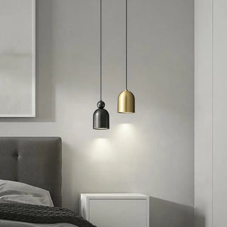 Contemporary Black Brass Bell Bedroom Pendant Light Zawala Image - 1