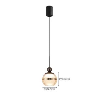 ZOWALA - Contemporary Ball Acrylic Bedroom Black Pendant Light #size