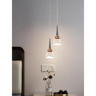 ZOWALA - Contemporary Cone Crystal Bedroom Gold Pendant Light Image - 1