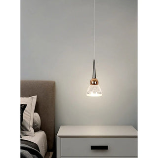 ZOWALA - Contemporary Cone Crystal Bedroom Gold Pendant Light Image - 2