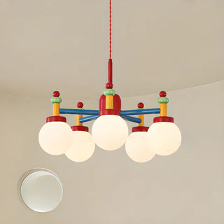 ZOWALA - Contemporary Multicolor Wood Ceiling Chandelier 5-Light Image - 1