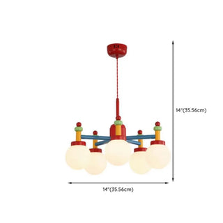 ZOWALA - Contemporary Multicolor Wood Ceiling Chandelier 5-Light Image - 11