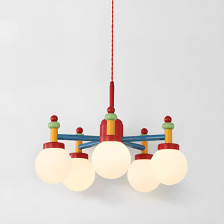 ZOWALA - Contemporary Multicolor Wood Ceiling Chandelier 5-Light Image - 2