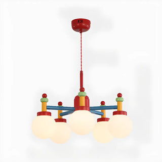 ZOWALA - Contemporary Multicolor Wood Ceiling Chandelier 5-Light Image - 4